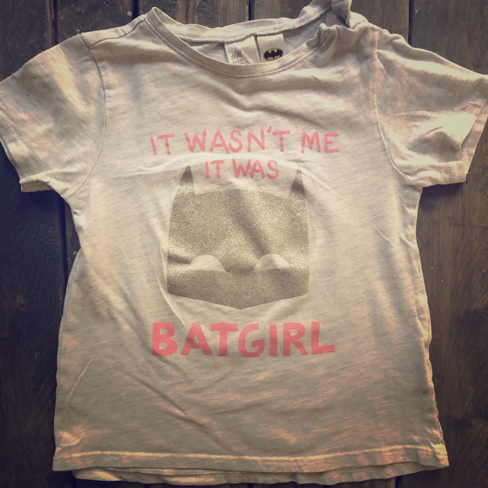 Batgirl Batman Toddler H&M Tee. Silver glitter